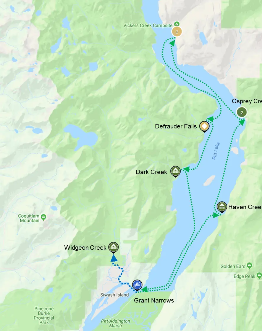 Pitt Lake map