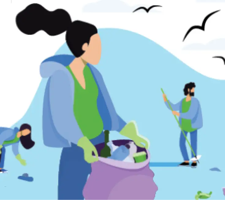 people picking up trash