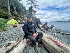 Paul on a kayak adventure with Orcas