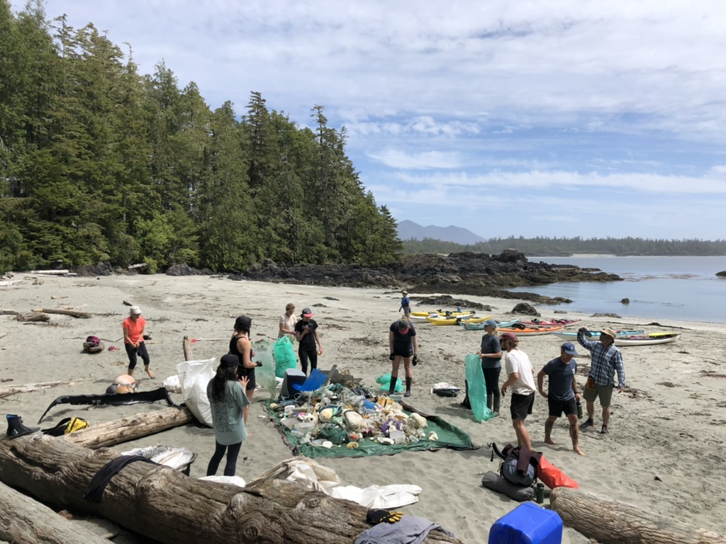 Vargas Island, Clayoquot Sound, cleanup by kayak, fun event
