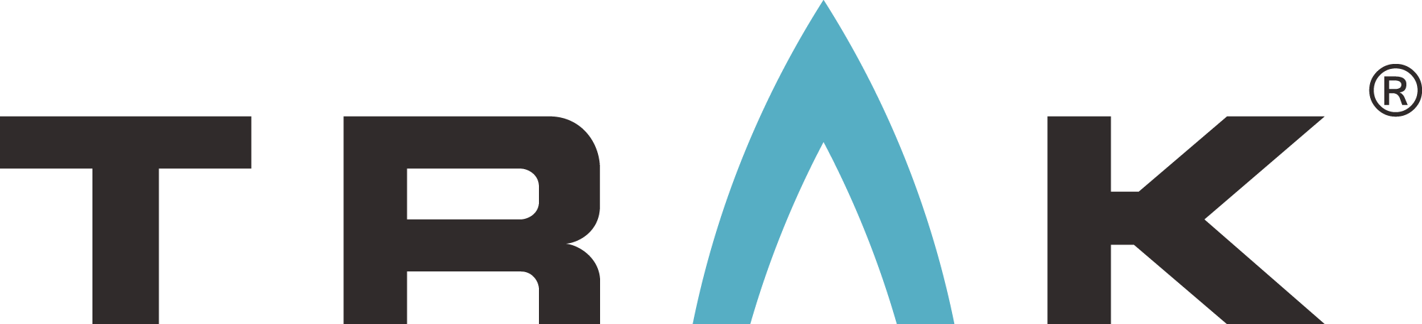 TRAK brand logo with a teal A in the center