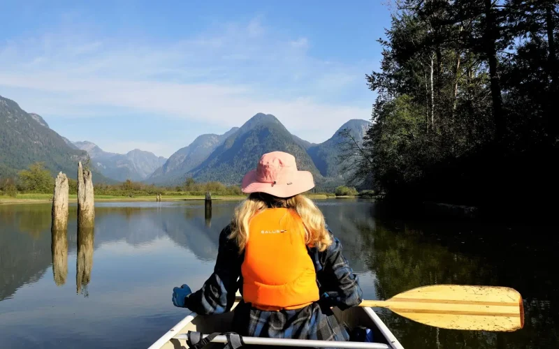 Julee paddling up Widgeon Creek