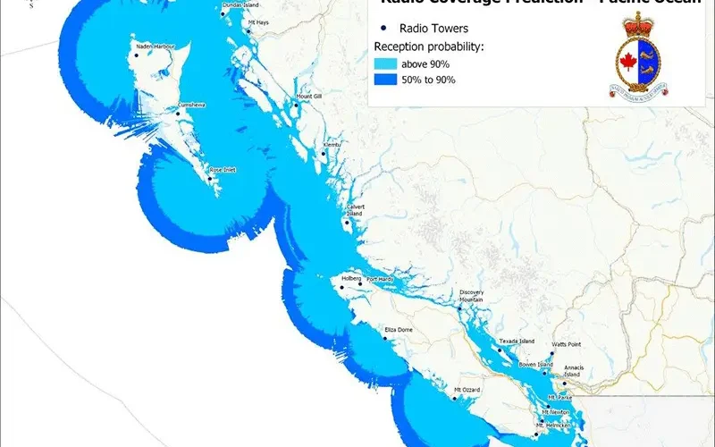 The DSC system covers most places a sea kayaker would want to go on the BC coast. These antennas are not like cellphone repeater towers: they will let you communicate with the Coast Guard; they will not retransmit your calls to other VHF users. [From https://www.ccg-gcc.gc.ca/publications/mcts-sctm/ramn-arnm/part4-eng.html  ]