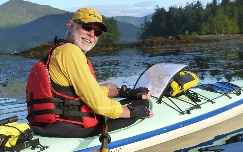 Man in his kayak on the water