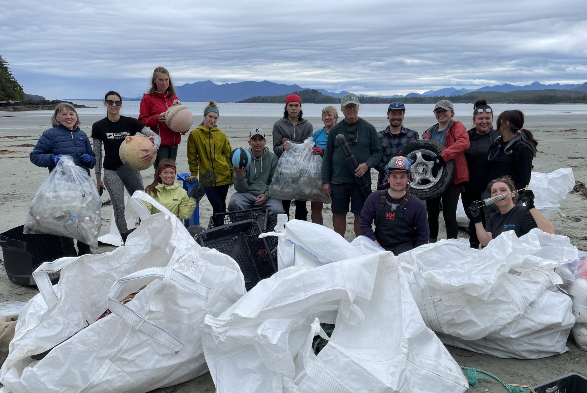 Vargas Island beach cleanup crew - BC coast